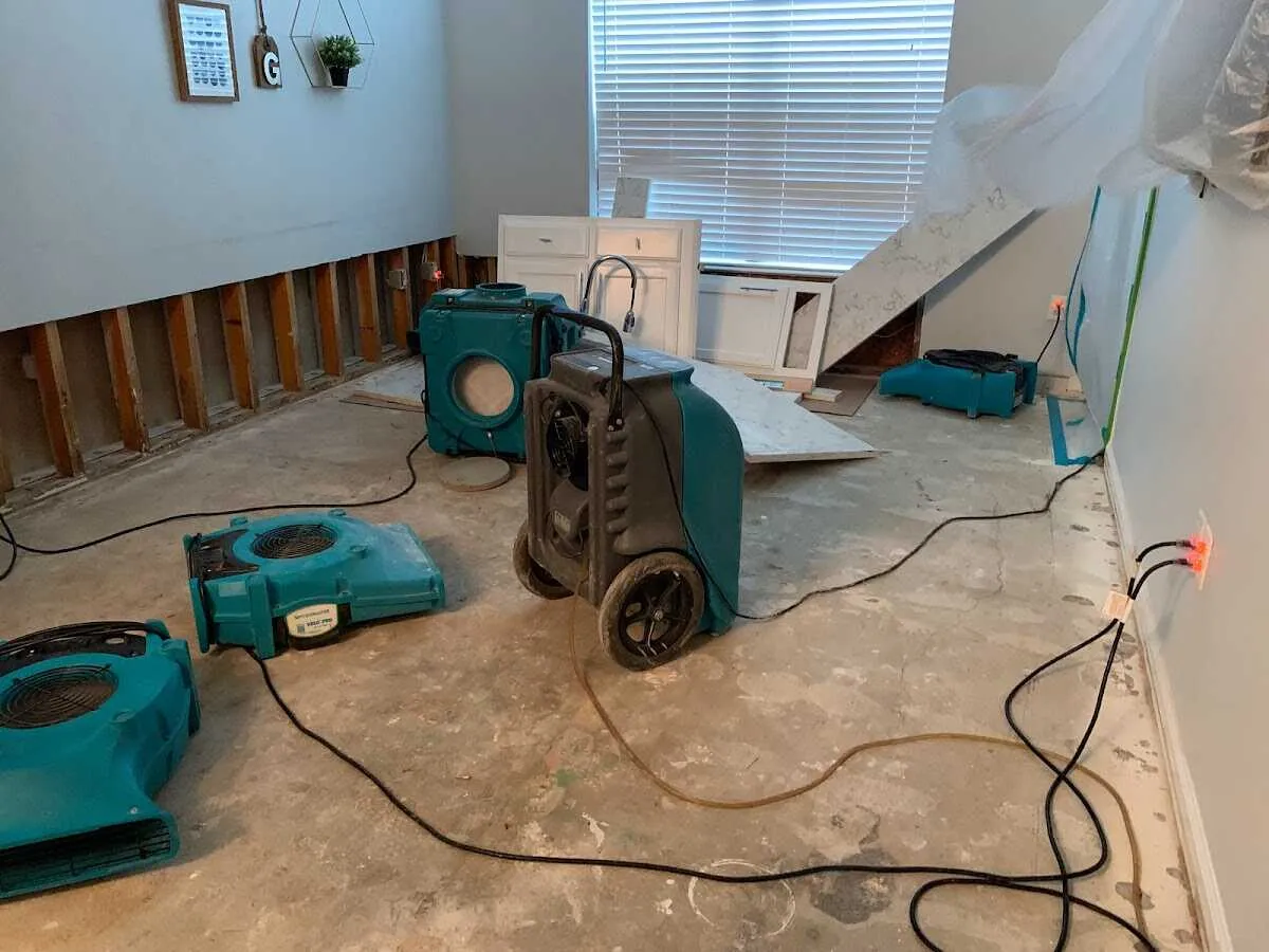 Dehumidifier in flood-cut room for Water Extraction & Removal in Vandalia